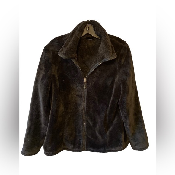 32 HEAT BLACK FAUX FUR Soft ZIP UP JACKET  - SIZE Large - Picture 9 of 9